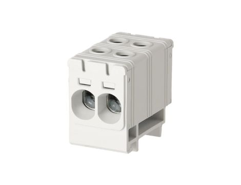 Blok rozdzielczy odgałęźny 2-polowy Al/Cu 2,5-35mm2 (max. 35mm2) na szynę TH35 szary FJ-E35/2 HEDO