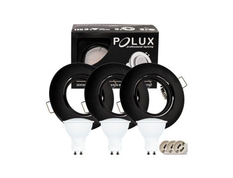 3x Oprawa ruchoma Goldlux okrągła czarna + żarówka LED GU10 3.5W