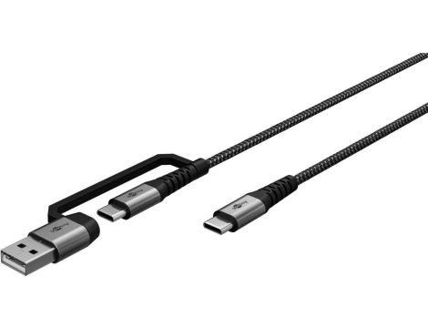 2w1 kabel tekstylny USB, gwiezdna szarość/srebrny, 1 m - Długość kabla 1 m