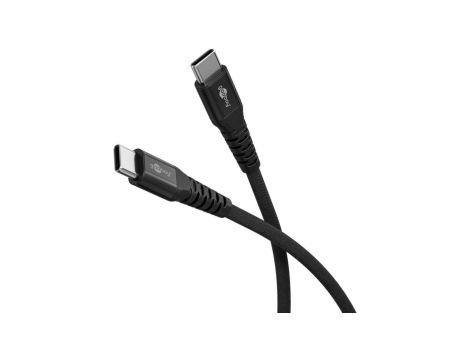 Miękki kabel USB-C tekstylny z metalowymi złączami, czarny 73952 /0,5m/