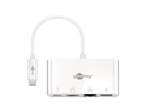 Adapter wieloportowy USB-C™ HDMI+Ethernet, PD, biały - Zużycie Jednostka 1 szt./torebka foliowa