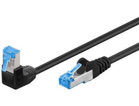 CAT 6AKabel łączący 1x 90 pod kątem,S/FTP (PiMF), Czarny - Długość kabla 10 m