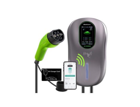 Qoltec Stacja ładowania EV 2w1 Typ2 22kW Wi-fi TUYA LCD RFID 3 fazy Wallbox 5m
