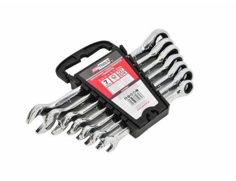 AWTOOLS KLUCZE PŁASKO-OCZKOWE Z GRZECHOTKĄ KOMPLET 6 szt. 8-19mm Z PRZEŁĄCZNIKIEM - 2