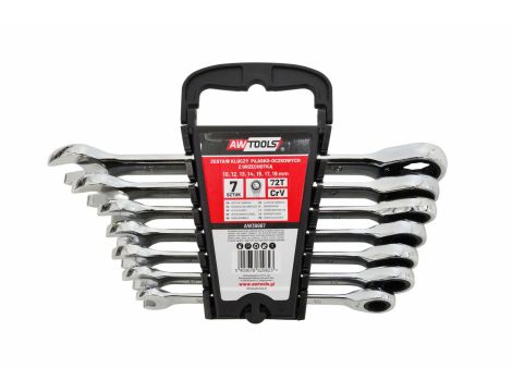 AWTOOLS KLUCZE PŁASKO-OCZKOWE Z GRZECHOTKĄ KOMPLET 6 szt. 8-19mm Z PRZEŁĄCZNIKIEM - 3