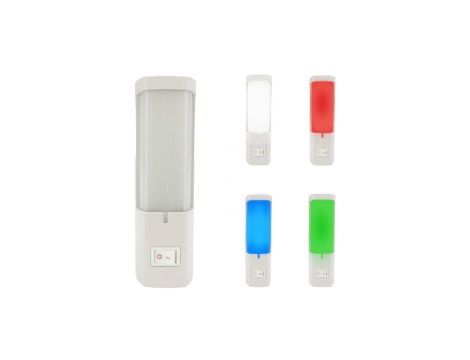 Lampka wtykowa prostokątna, 0,4W, 25lm, IP20, DORA biała (kolor diod losowy: biały/niebieski/zielony/czerwony) HOROZ