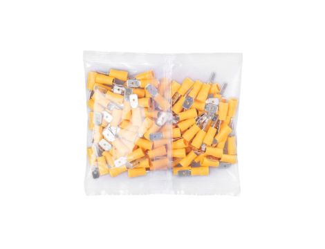 Konektory izolowane męskie 4-6mm2 6,3mm żółte 100 szt. VA0397 Vayox