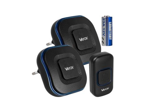 Dzwonek bezprzewodowy 110-240V / przycisk na baterie 23A12V czarny VA0405 Vayox
