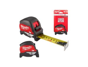 Miara zwijana metrówka 5m / 30mm MAGNETIC nylon czarno-czerwona MILWAUKEE