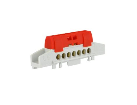 Listwa zaciskowa LZ 7-torowa czerwona 80A na szynę DIN TH35 (7x 16mm2) PAWBOL