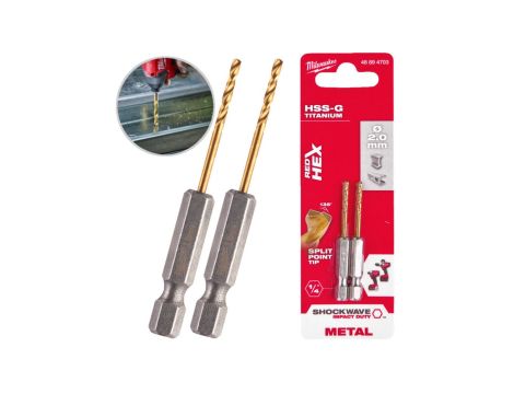Wiertła do metalu HSS-G TiN walcowane 2x17/59,5mm Zestaw 2szt RED HEX SHOCKWAVE MILWAUKEE