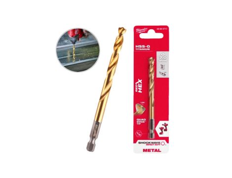 Wiertło do metalu HSS-G TiN walcowane 7x66/109mm RED HEX SHOCKWAVE MILWAUKEE