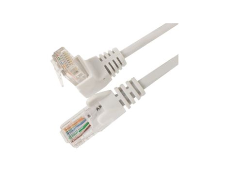Patchcord UTP kat.5e kabel sieciowy LAN 2x RJ45 kątowy linka biały 3m