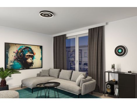 Plafoniera SPACEGLOW Four LED 3D DIM TunW RGB rainbow 22W 1200lm 3000-6500K pilot 230V czarny mat / metal / tworzywo - 12