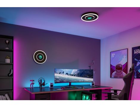 Plafoniera SPACEGLOW Four LED 3D DIM TunW RGB rainbow 22W 1200lm 3000-6500K pilot 230V czarny mat / metal / tworzywo - 3