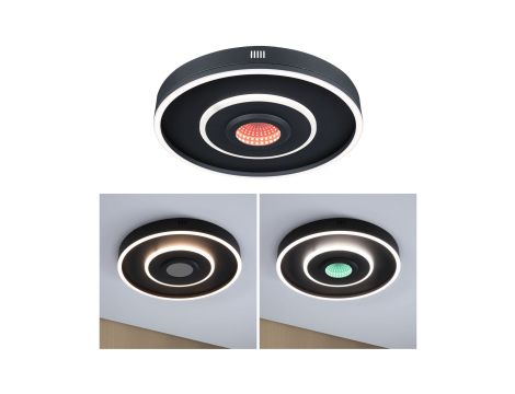 Plafoniera SPACEGLOW Four LED 3D DIM TunW RGB rainbow 22W 1200lm 3000-6500K pilot 230V czarny mat / metal / tworzywo