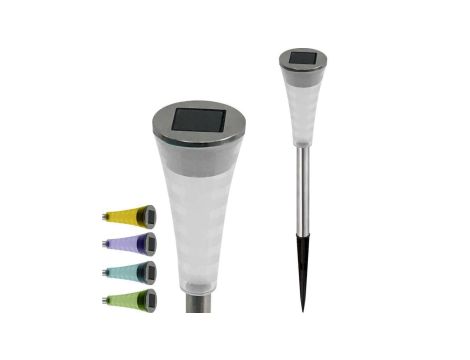 Wbijana solarna lampa ogrodowa LED BALANCE przezroczysta/niebieska/żółta/fioletowa/zielona GOLDLUX