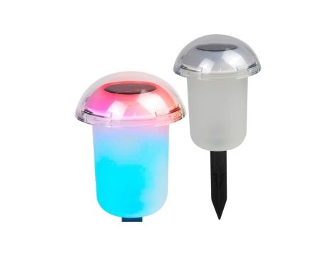 Lampa ogrodowa LED solarna MOMO LED wbijana 2x RGB grzybek GOLDLUX