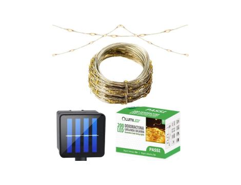 Girlanda Solarna Ogrodowa 200x LED Ozdobna 21m Ciepła 3000K PASSI LUMILED