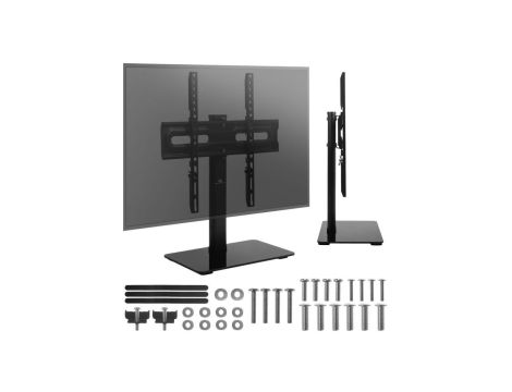 Uniwersalny stojak do TV Maclean, na szafkę RTV, podstawka, max.35 kg, obrót 20 stopnii, dla TV 32-55, MC-132