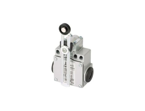 Wyłącznik krańcowy 1R 2Z wolnoprzełączający regulowana dźwignia z rolką z tworzywa Ø18 PDM1F51PX21 A37-5746