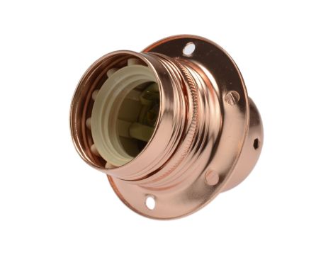 Oprawka żarówki E27 z kołnierzem miedź