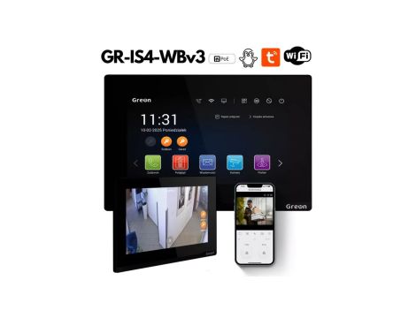 GR - IS4-WBv3 Greon wideodomofon WiFi 7 IP linux, Tuya, 8 CCTV-IP, zdjęcia, 4 przekaźniki, czarny
