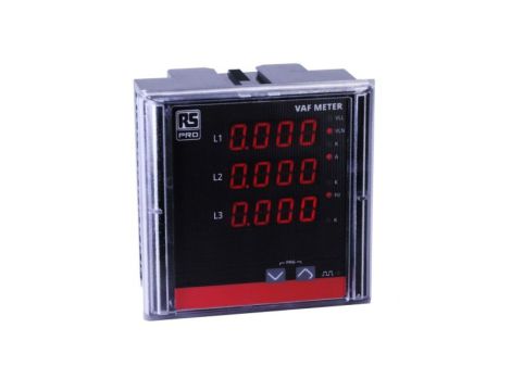 Cyfrowy wskaźnik panelowy wielofunkcyjny Cyfrowe 4-cyfrowy 3-fazowy 90 x 90 x 55 mm RS PRO