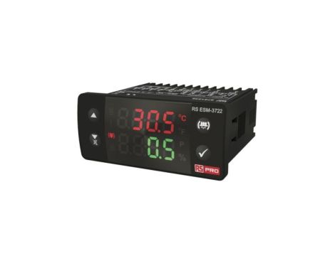 Regulator temperatury PID panelowy 4-wyjściowy, Uz 230 V AC, 0 → +100C, 76 x 34.5mm, WŁ./WYŁ., sterownik PID