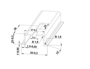 Szyna TS 35x15 ocynk (perforowana 5,2x25mm) - 2000 mm (za szt.)