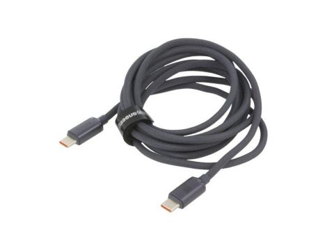 Kabel USB 2.0 USB C wtyk z obu stron 2m czarny tekstylny CAJY000701