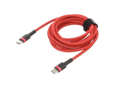 Kabel USB C wtyk z obu stron 2m czerwony tekstylny 60W CATKLF-H09