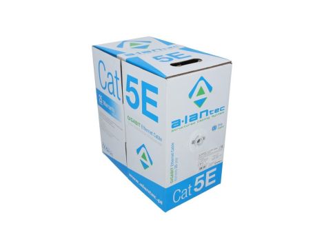 Kabel sieciowy U/UTP kat.5e skrętka 4x2x0,51mm wewnętrzny Dca bezhalogenowy LSOH szary Alantec /305m/