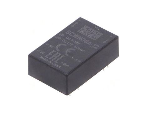 Przetwornica DC/DC 6W 9-18VDC 12VDC Iwyj 500mA SCWN06A-12