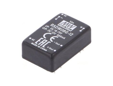 Przetwornica DC/DC 8W 18-75VDC 12VDC Iwyj 0-666mA RSDW08G-12