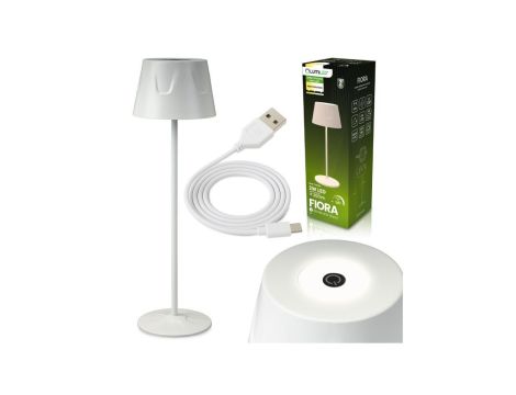 Lampa Ogrodowa LED Stojąca Ozdobna Stołowa Nocna USB Ściemnialna Dotykowa Biała FIORA LUMILED