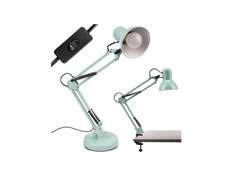 Lampka Biurkowa Kreślarska Stołowa E27 TOBI Pastelowa Niebieska Lumiled + uchwyt na blat