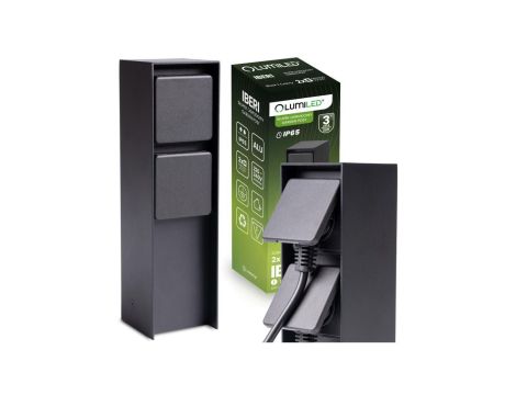 Słupek Ogrodowy IBERI Zewnętrzny Stojący 230V 2x Gniazdo Sieciowe IP65 LUMILED