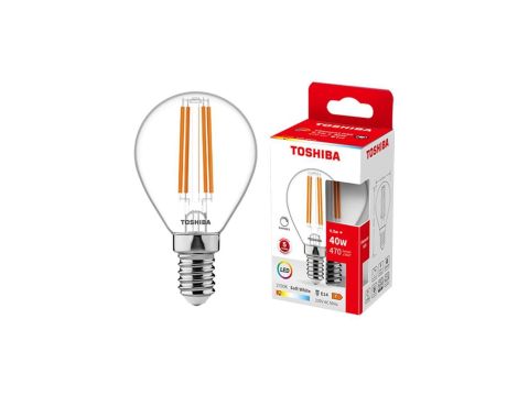 Żarówka LED E14 G45 4,5W = 40W 470lm 2700K Ciepła Filament Ściemnialna TOSHIBA