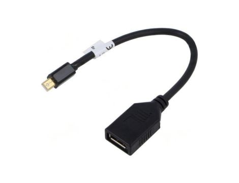 AD-0003-BK Adapter DisplayPort gniazdo,DisplayPort mini wtyk 0,1m ABS