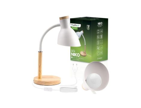 Lampka Biurkowa Szkolna Kreślarska Stołowa Dekoracyjna E27 NIKO Biała Lumiled