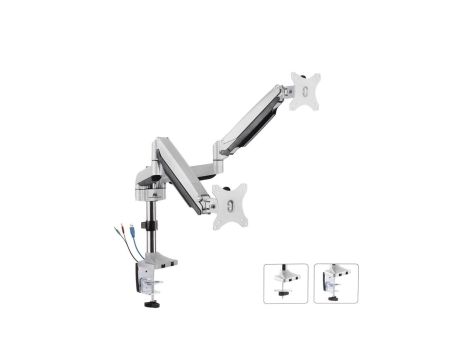 Uchwyt biurkowy na dwa monitory ze sprężyną USB 3.0 13-32 9kg Maclean MC-766