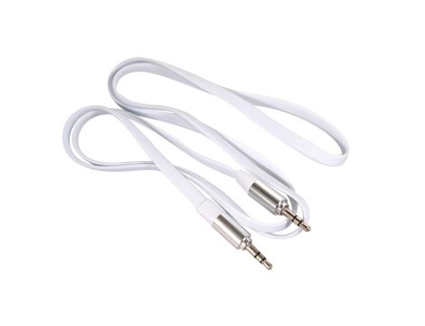 Przewód jack 3.5mm, płaski 1m, metalowy wtyk, white Maclean MCTV-694 W MCTV-694