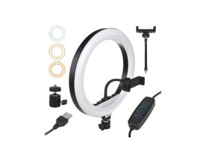 Lampa pierścieniowa 12 LED 20W Maclean Energy MCE612, możliwość zmiany barwy 3200K-5600K oraz jasności 10-100