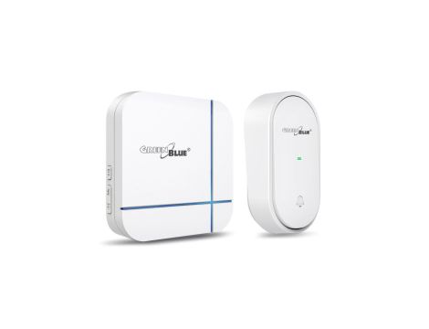 Dzwonek bezprzewodowy / kinetyczny GreenBlue, bezbateryjny-eco, 52 melodie, biały, zasięg 150m, 230V IP44, GB210