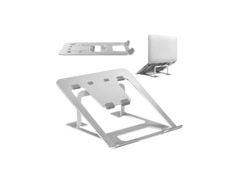 Aluminiowa ultra cienka składana podstawka pod laptopa ERGOOFFICE.EU, srebrna, laptopy 11-15cali, ER-416