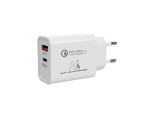 Ładowarka sieciowa 20W Maclean, PD, Power Delivery, Qualcomm Quick Charge, QC 3.0, 5V3A/9V2.22A/12V1.67A, biała, MCE485W