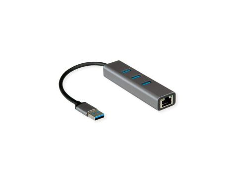ROLINE Konwerter USB 3.2 Gen 1 na Gigabit Ethernet + Hub 3x