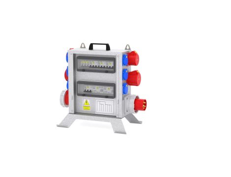 Rozdz. budowlana elTOWER-S W63-012209 IP44 wtyk CEE 63A gniazda: 6xGK 230V 16A 2xCEE 16A 2xCEE 32A 1xCEE 63A 2xRCCB 6kA 53431012