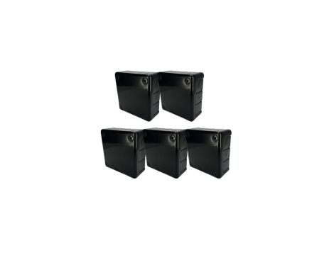 Puszka hermetyczna natynkowa 98x98x42mm 12-wlotowa, z dławikami gumowymi, IP55 zamknięcie na wkręty, czarna EDO 5szt.